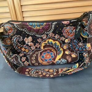 Pre Owned Vera Bradley Brown Multicolor Paisley Quilted Shoulder Bag